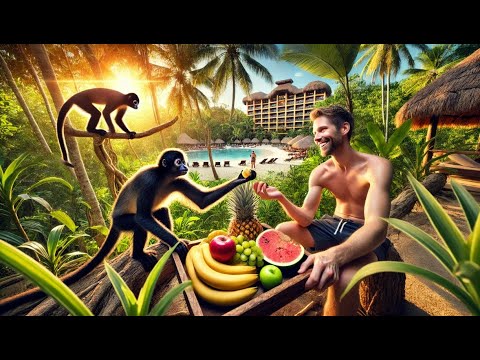 Feeding spider monkeys at Sandos Playacar