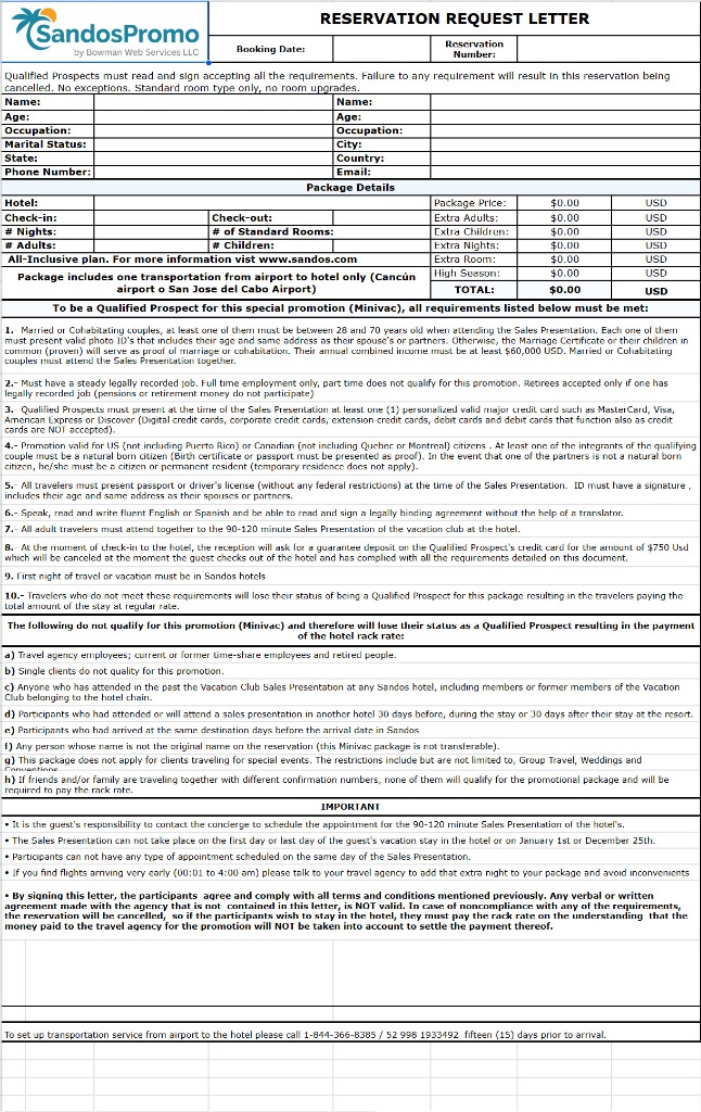 Reservation contract — click to enlarge