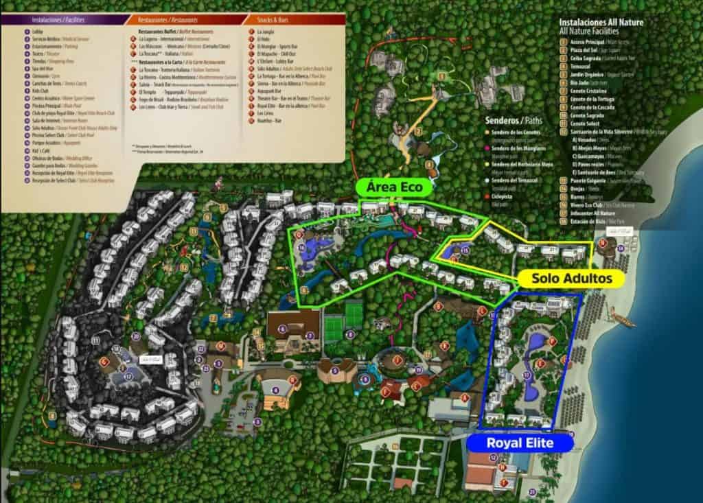 Sandos Caracol Eco Experience Resort Map